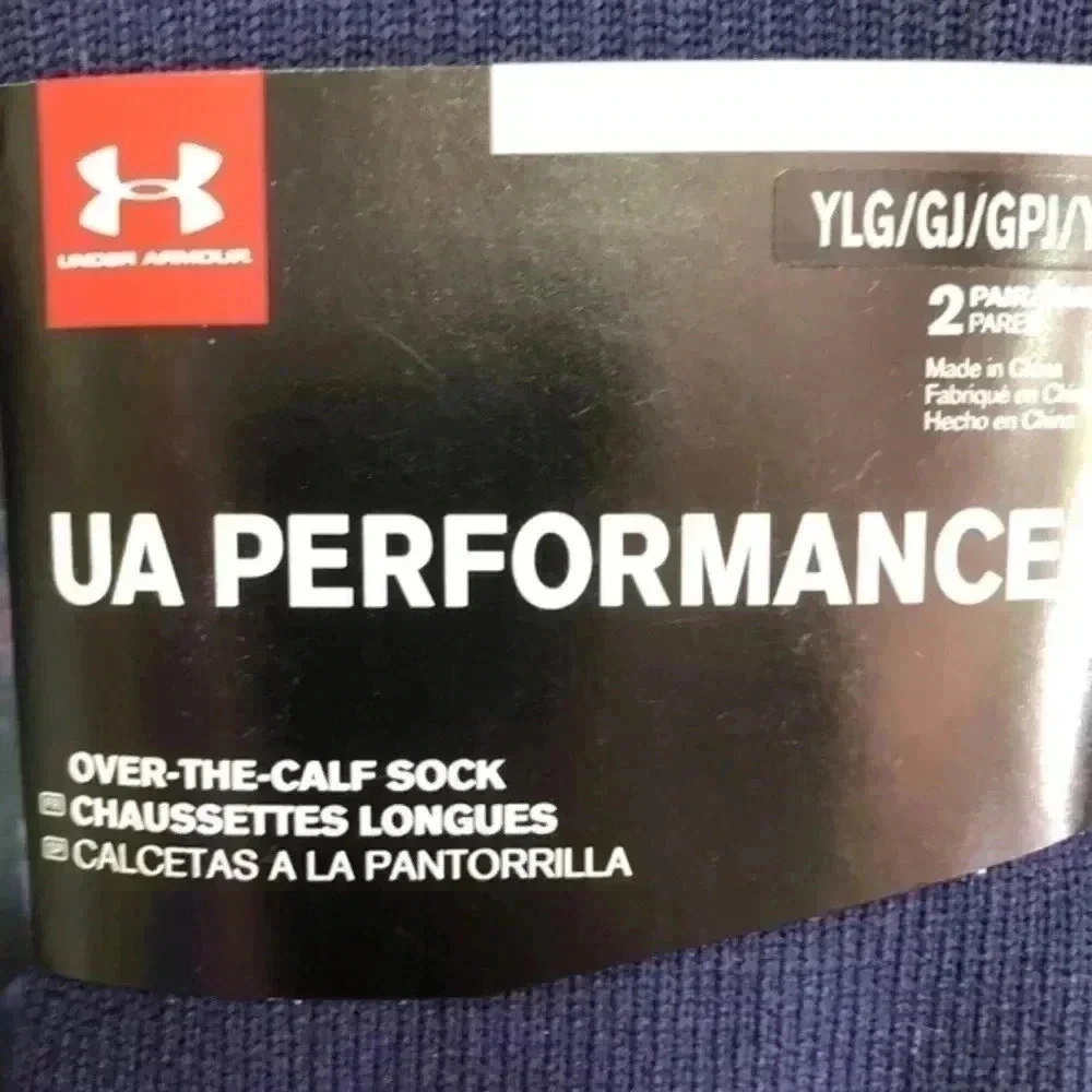 Under Armour brand UA performance 2 pack over the calf socks‎ navy